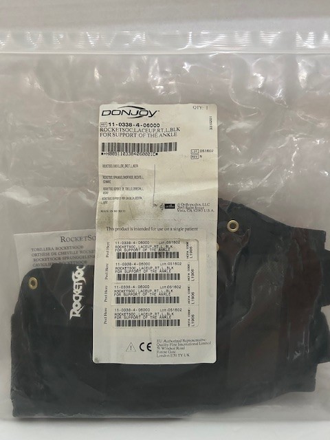 DONJOY RocketSoc LaceUp Ankle Support Brace RIGHT Size L, Black NEW