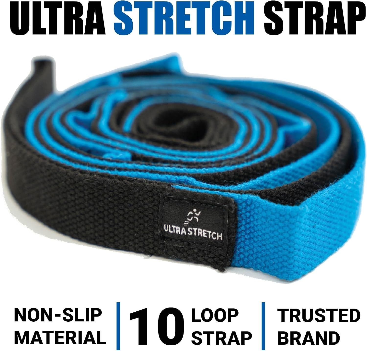 10-Loop Yoga & Pilates Strap – Ultra Stretch for Injury Recovery and Exercise