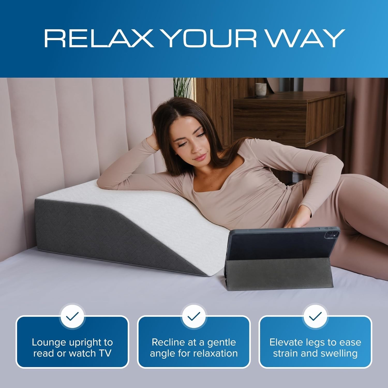 Kölbs Bed Wedge Leg Pillow – Elevation Support for Knee, Ankle, Post Surgery Use