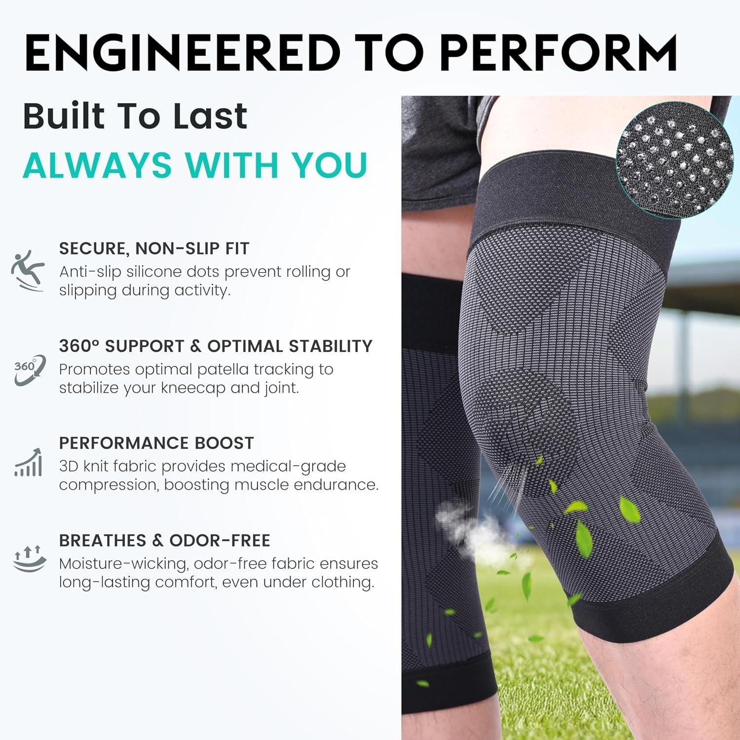 High-Quality Knee Compression Sleeves – 2 Pack | Relief for Arthritis & Swelling