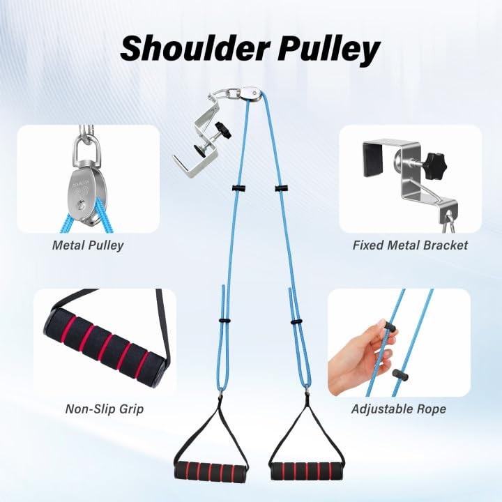 Adjustable Shoulder Pulley with Metal Door Clamp – Over Door Rehab Exercise Tool