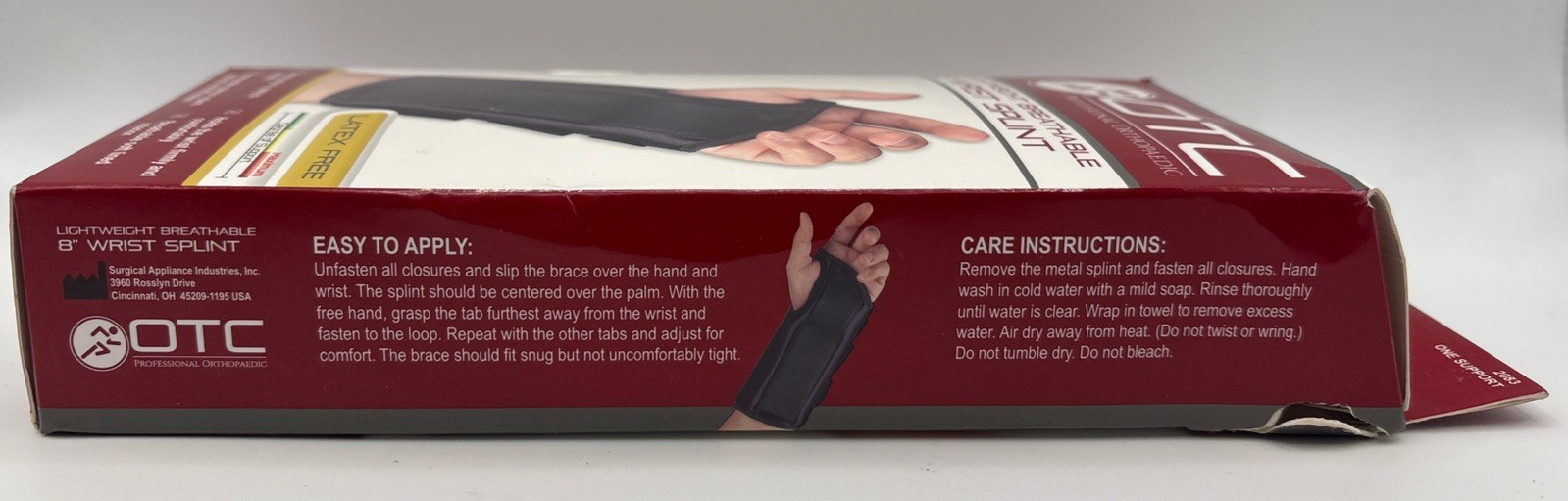OTC Wrist Splint 8-Inch Lightweight Breathable Small Right Hand #2083
