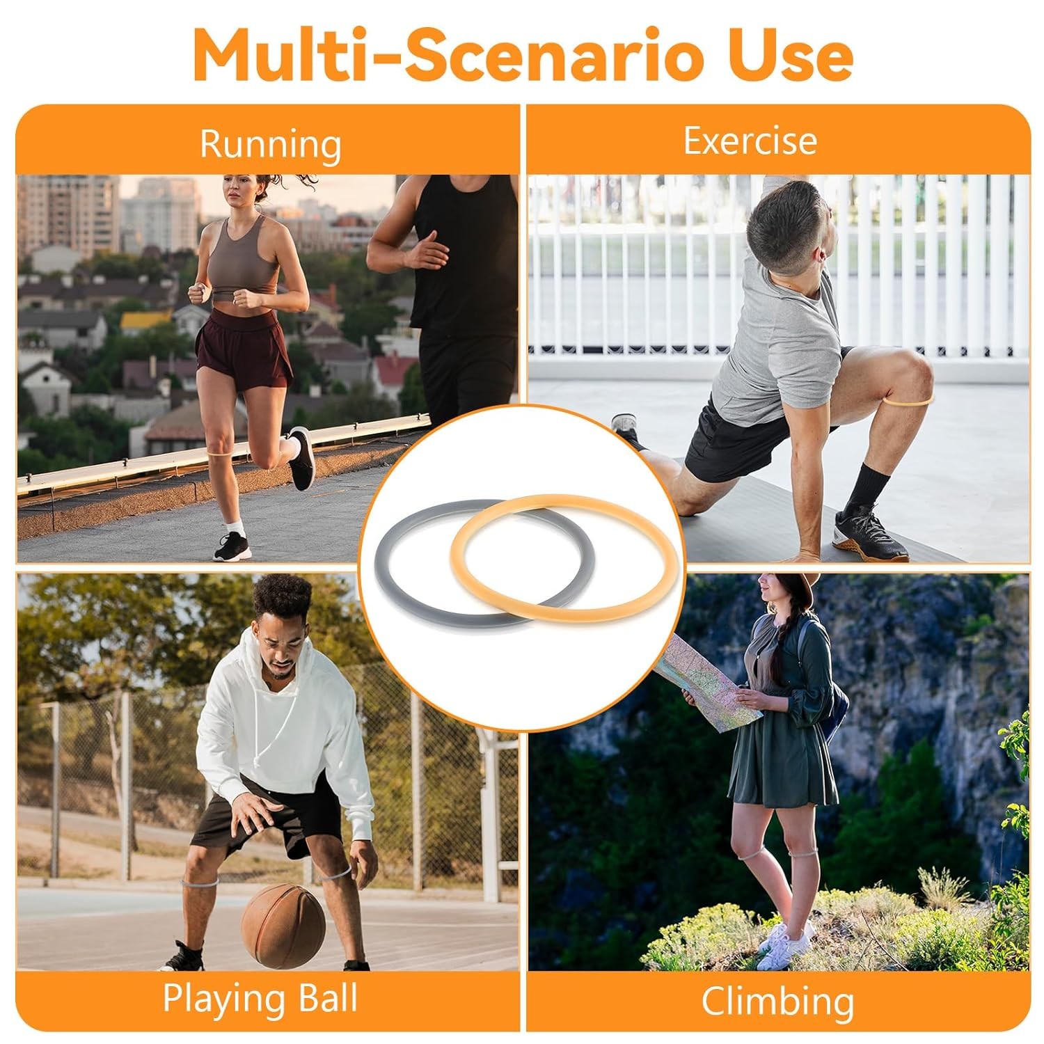 4Pcs Knee Strap Patella Tendon Support, Silicone Fine Patella Bands for Knee