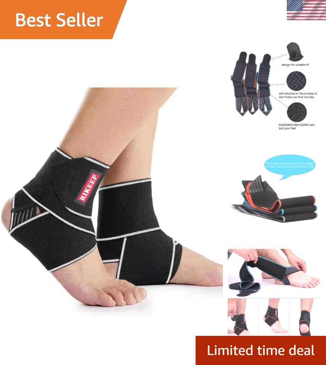 Adjustable Ankle Brace for Sprains – Breathable Support for Sports & Everyday