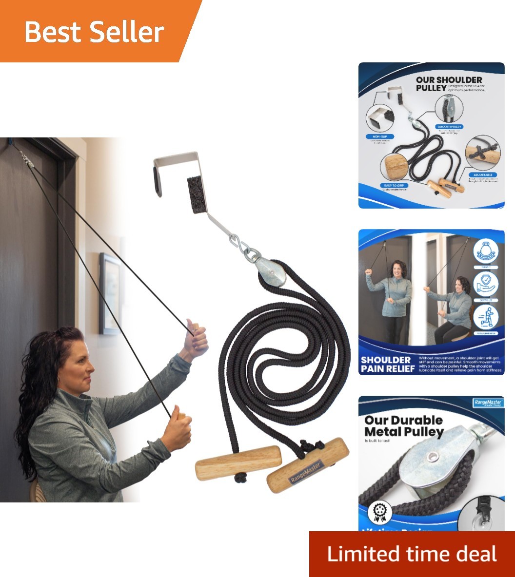 Post-Surgery Shoulder Pulley with Non-Slip Metal Bracket – Supports Recovery