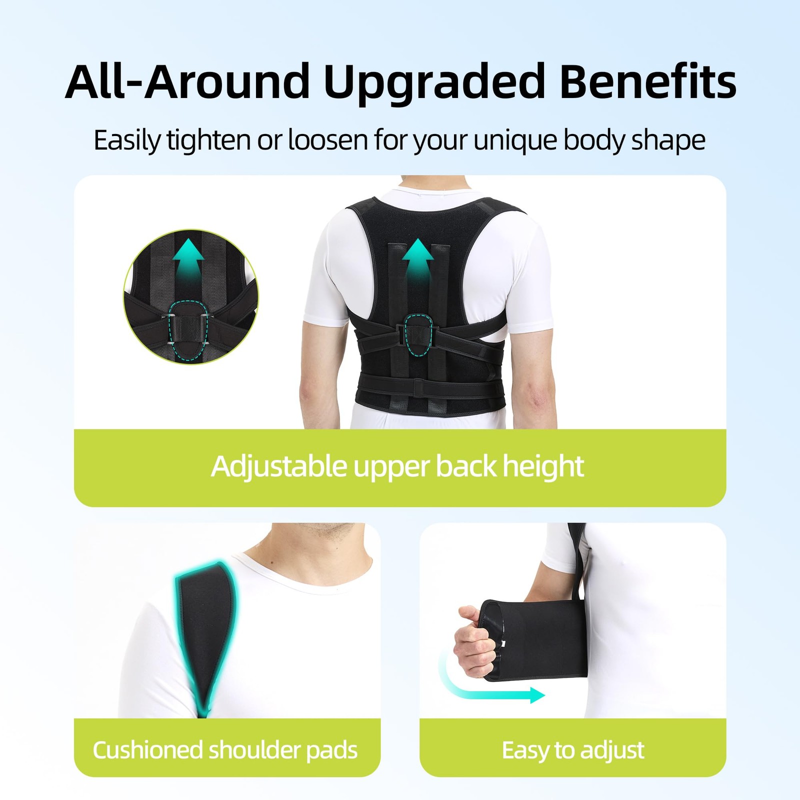 Posture Corrector for Women and Men Upper Pain Relief, Black, XXXL