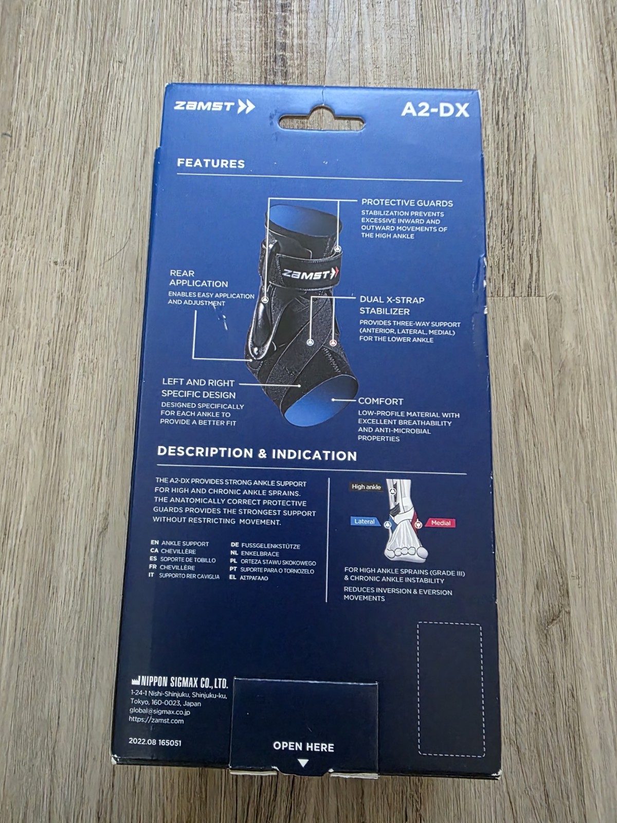Zamst A2-DX Ankle Support Brace Right S Strong Stabilizer Sports Injury Preventi
