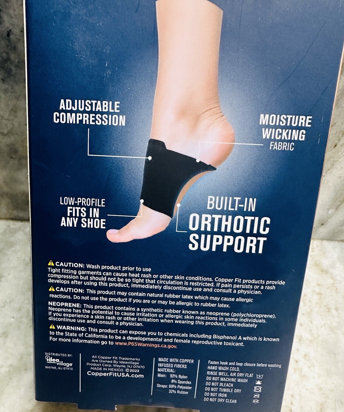 Copper Fit Health Unisex Arch Relief Plus with Built-In Orthotic Support – Black