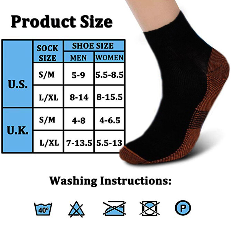 US Copper Compression Socks Arch Ankle Sport Support Plantar Fasciitis Men Women