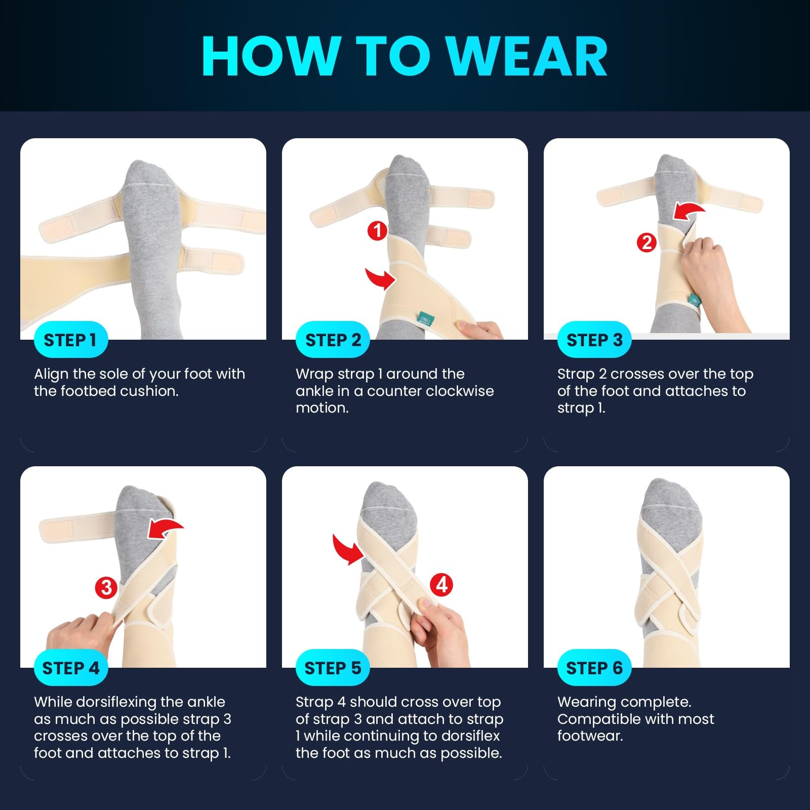 Drop Foot Brace with Arch Support, AFO Ankle Brace for Walking, Relieves Inst…