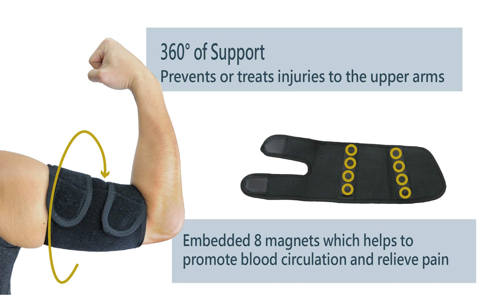 ObboMed MB-1830S Upper Arm Support Brace, Elbow Sleeve with Magnets. Support …