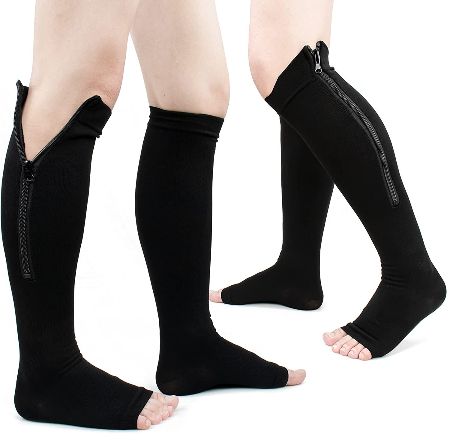 Zip Up Compression Socks Support Hose Unisex Edema Diabetic Varicose Vein Travel