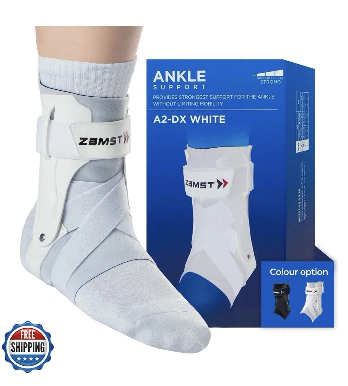 Zamst A2-DX White RIGHT Ankle Brace Sports Support Men Women High-Grade Sprain