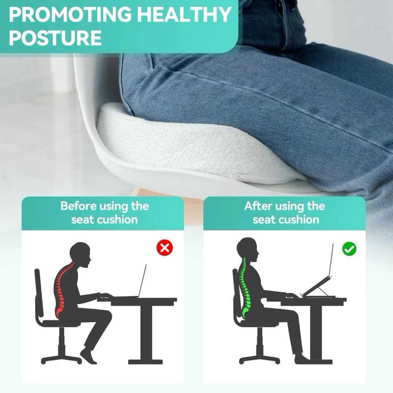 Seat Posture Cushion Bamboo Memory Foam Pillow Pain Relief Mesh Plush