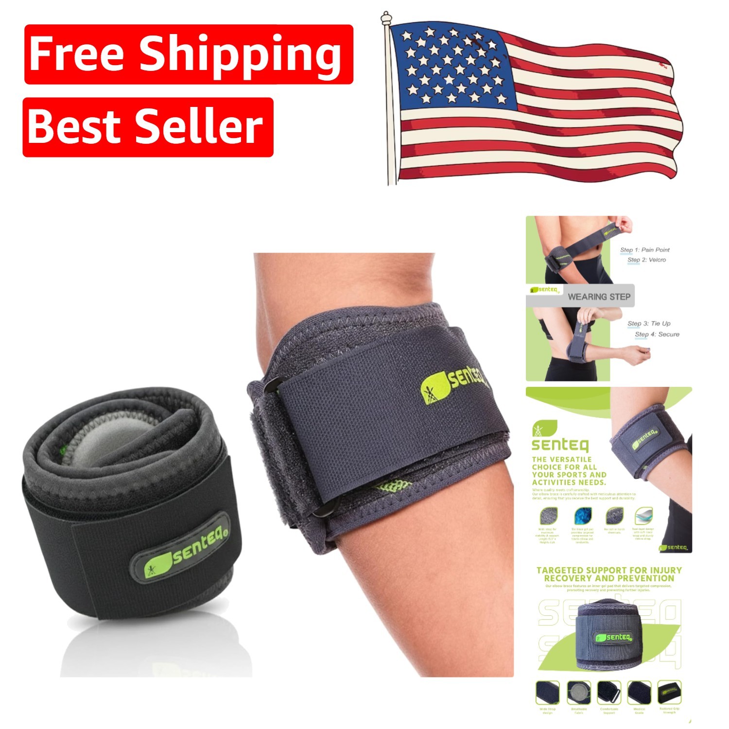 Forearm Pain Relief Elbow Brace – Durable Neoprene Support for Active Lifestyles