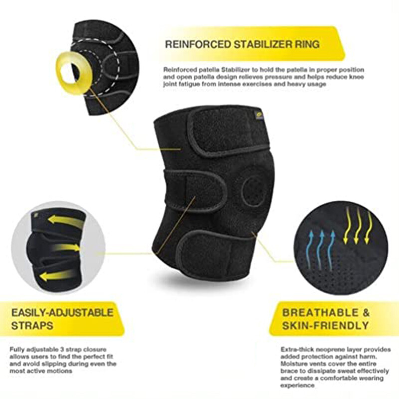 Knee Brace Boned Compression Sleeve Joint Support Open Patella Stabilizer Wrap