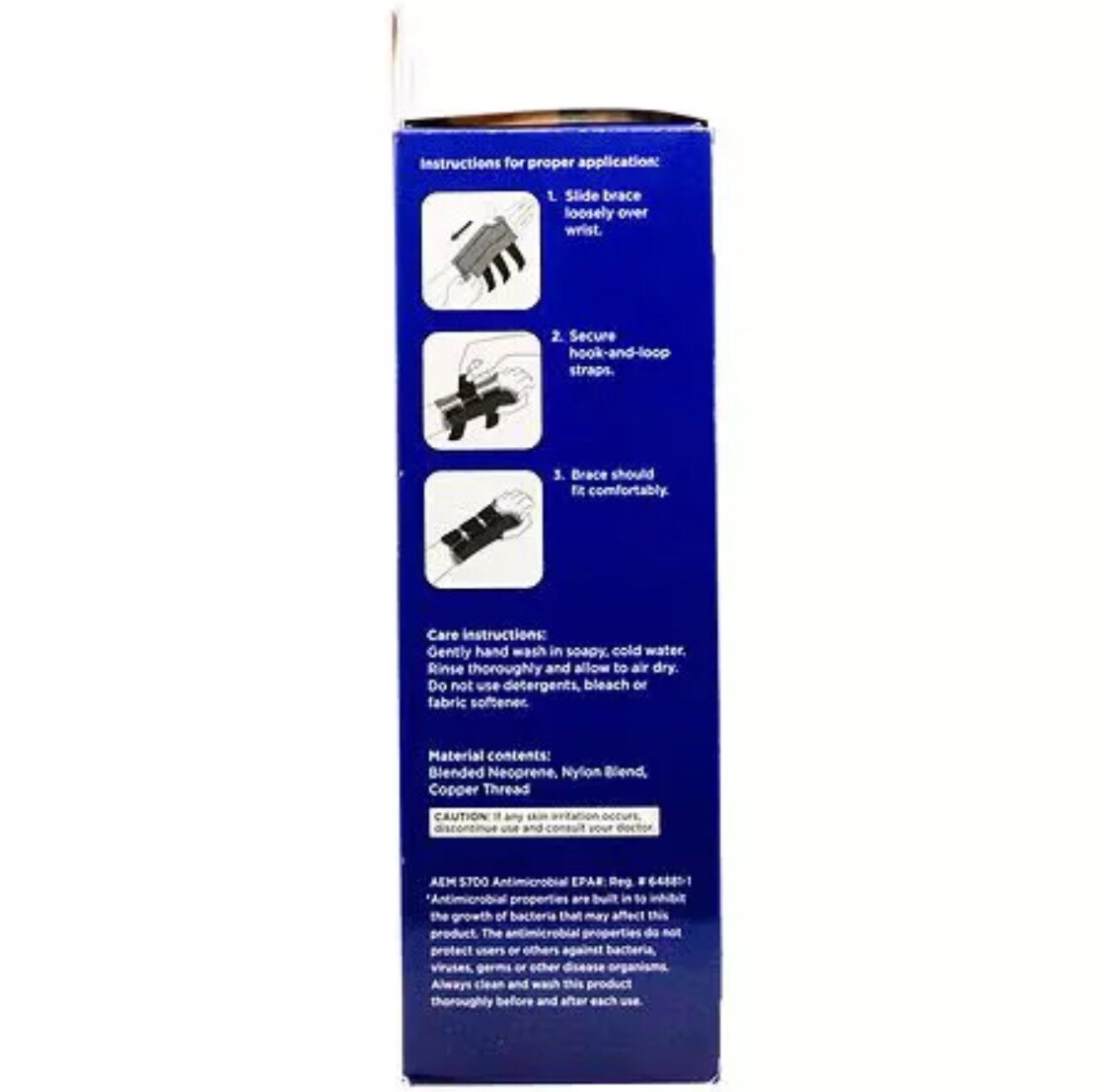 Walgreens Copper Wrist Splint Left Hand 3 Ply Material Antimicrobial Latex-free