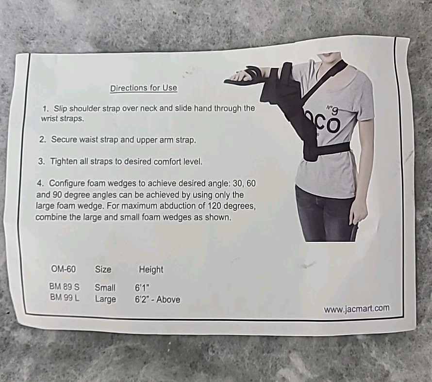 OPTIMA OM-60-101 Shoulder Support Brace Size Small Rotator Arthritis Bursitis