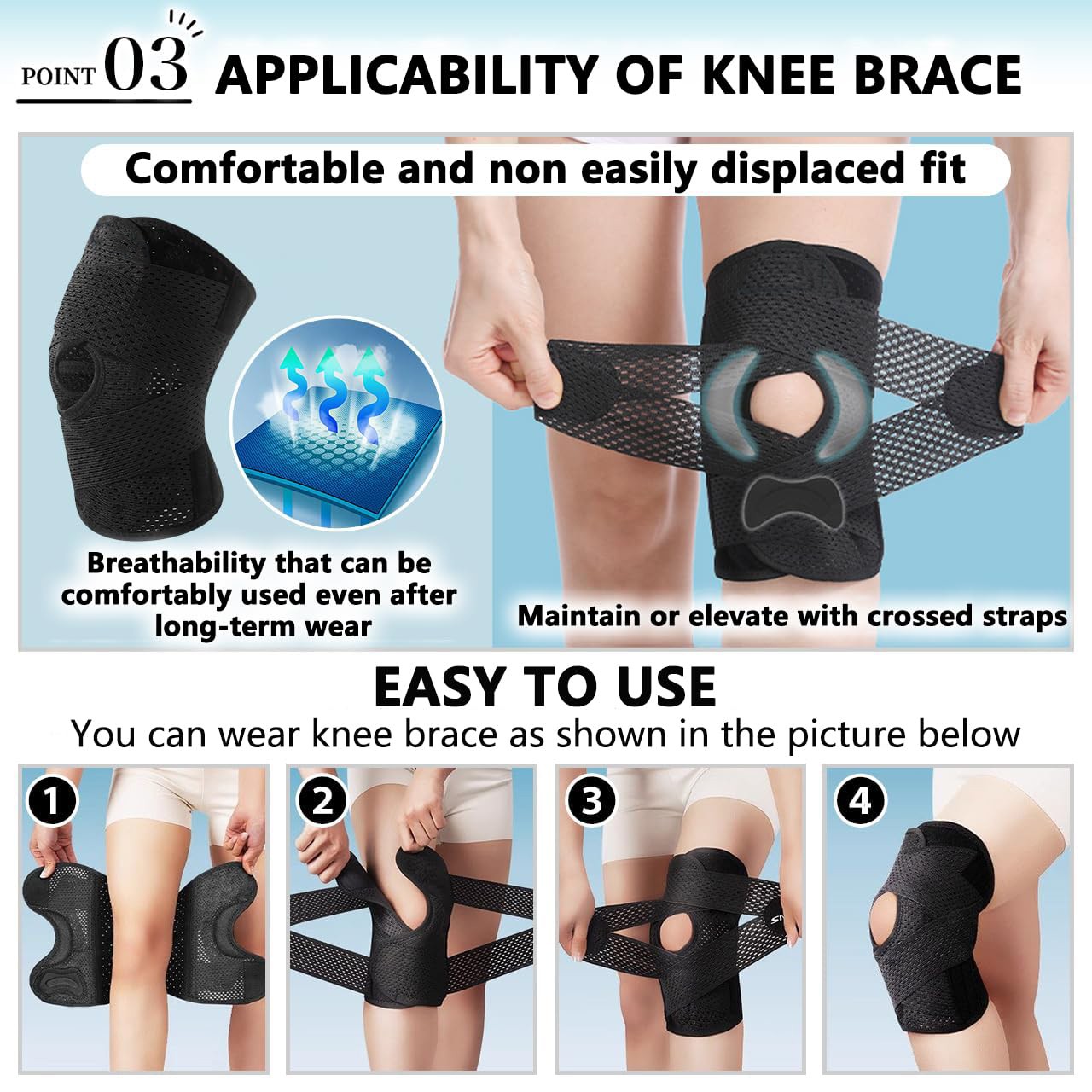 Knee Sleeve Compression Wrap Brace Meniscus Joint Support Pain Arthritis Relief