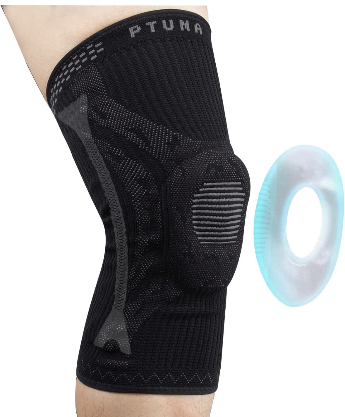 Knee Braces for Knee Pain, PTUNA Compression Knee Sleeve with Patella Gel Pad L