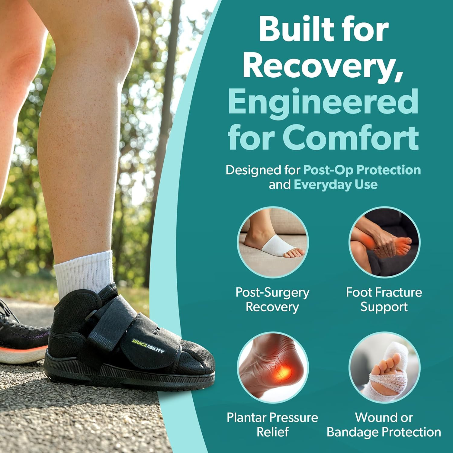 Braceability Closed Toe Medical Walking Shoe – Lightweight Broken Toe Cast Boot,