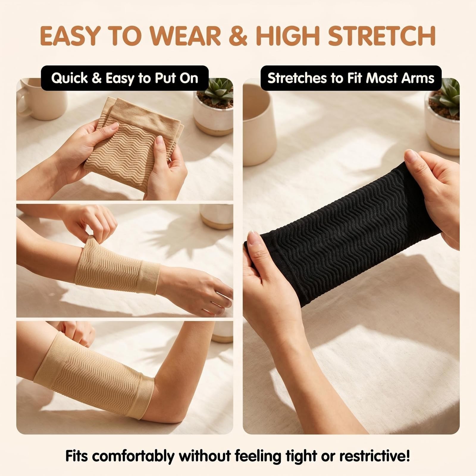 2Pairs Arm Sleeves Shaper Slimming Elastic Arm Wraps Sleeve for Girls Lose We…