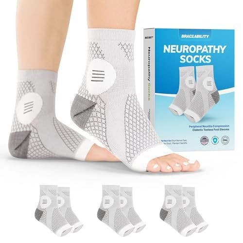 Compression Neuropathy Socks (3 Pairs) – Toeless Foot Sleeves for Diabetic Relie