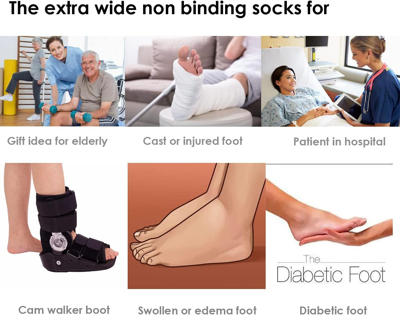 2 Pairs Walking Boot Socks Air Cam Walker Brace Fracture Boots Orthopedics Socks