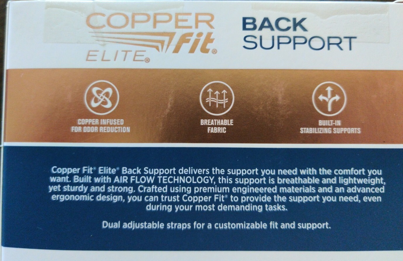 Copper Fit Elite Back Support AirFlow Adjustable Compression Double-Band 30-50″