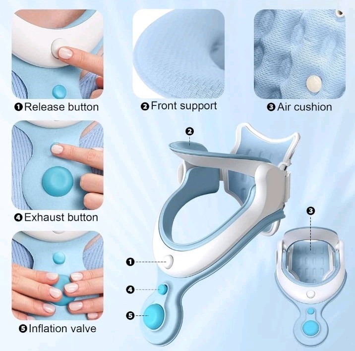 Cervical Neck Traction Device Brace Air Pump Adjustable Inflatable Stretcher