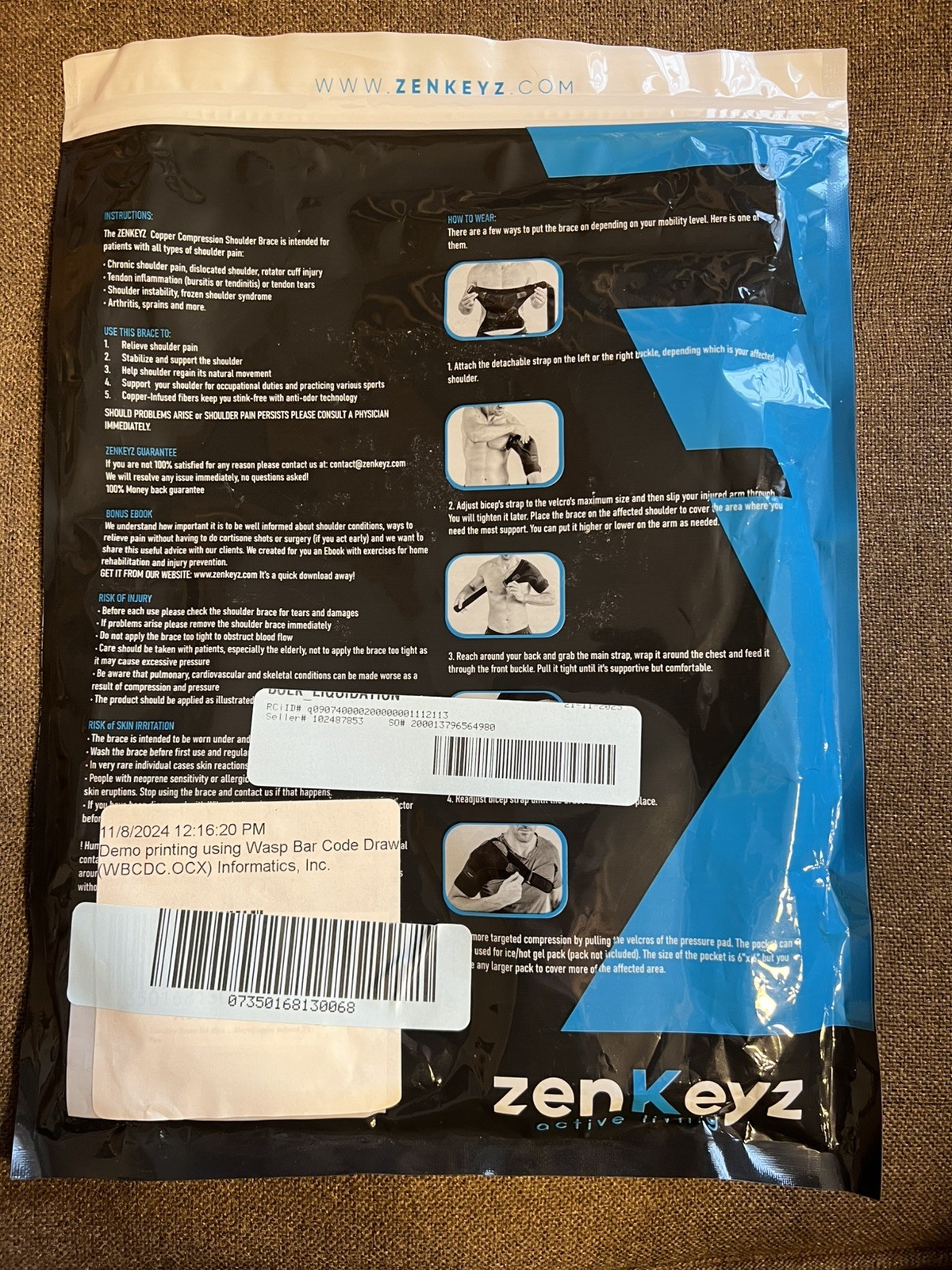 ZenKeyz Copper Compression Shoulder Brace Support Men Women Size XSmall New