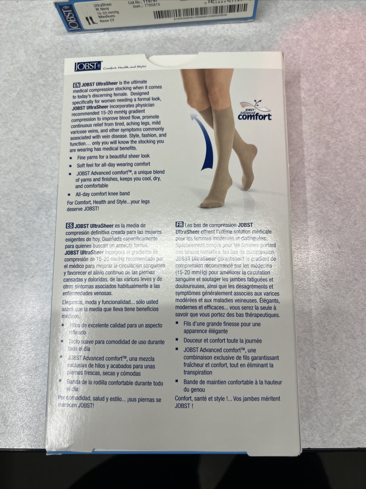 Jobst UltraSheer Therapeutic Knee-High Support Stockings 119797, Medium, Navy