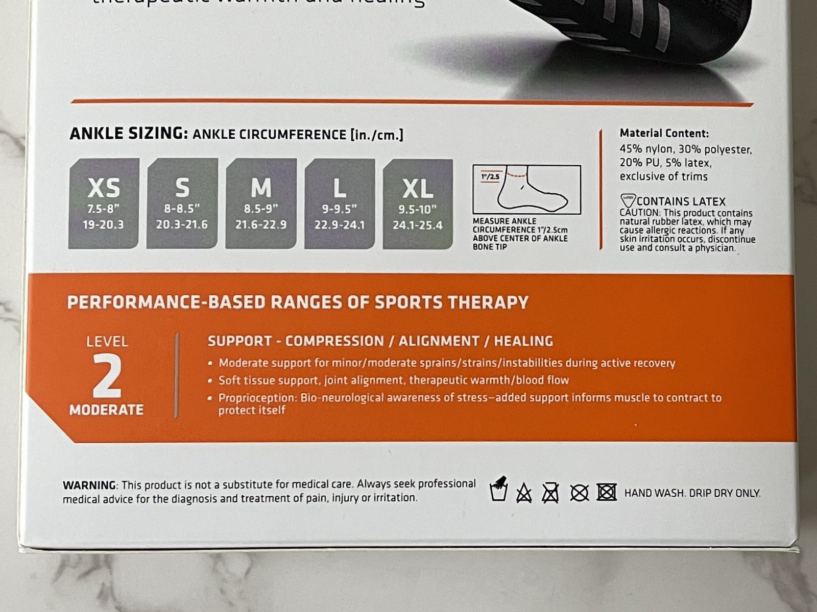 Shock Doctor Level 2 Ankle Lace Support w/ Gel Supports Large New