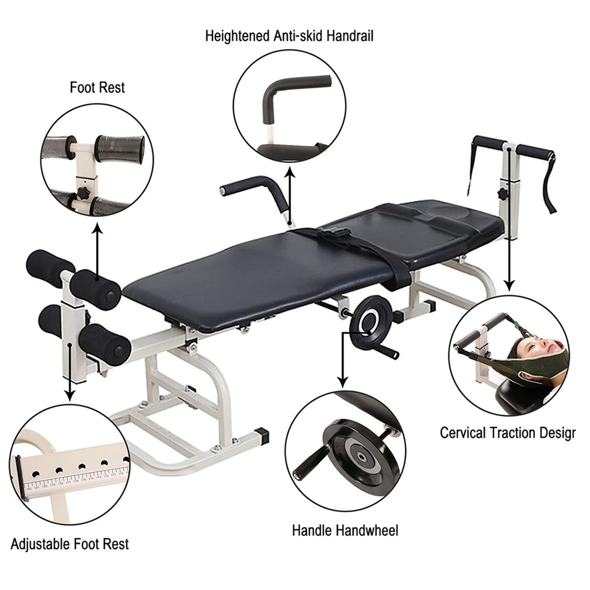 Cervical Spine Lumbar Traction Bed Back Pain Therapy Massage Stretching Table
