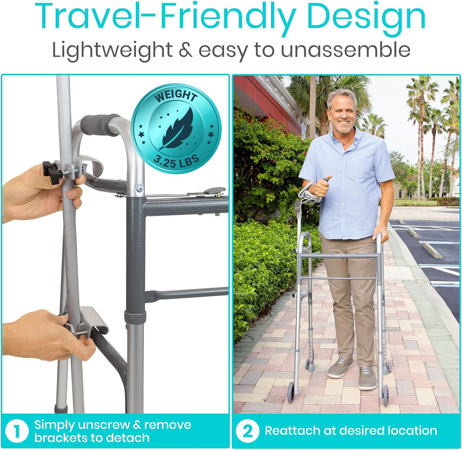 Walker Platform Attachment with Adjustable Padded Cuff, No Tools Needed, Attache