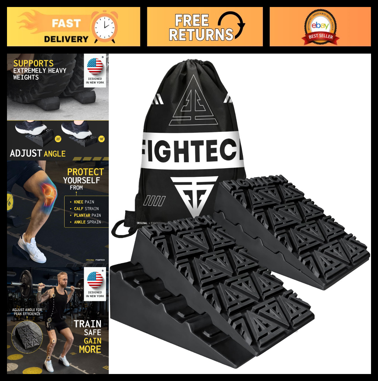 Elevated Heel Squat Wedge Block – Improve Mobility, Balance & Strength – Non-Sli
