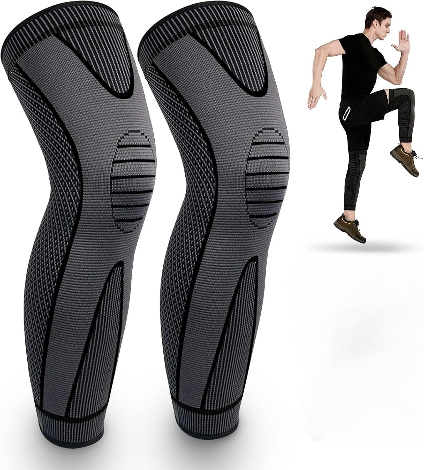 Full Leg Knee Brace Compression Sleeve Sport Support Stabilizers Injury Recovery