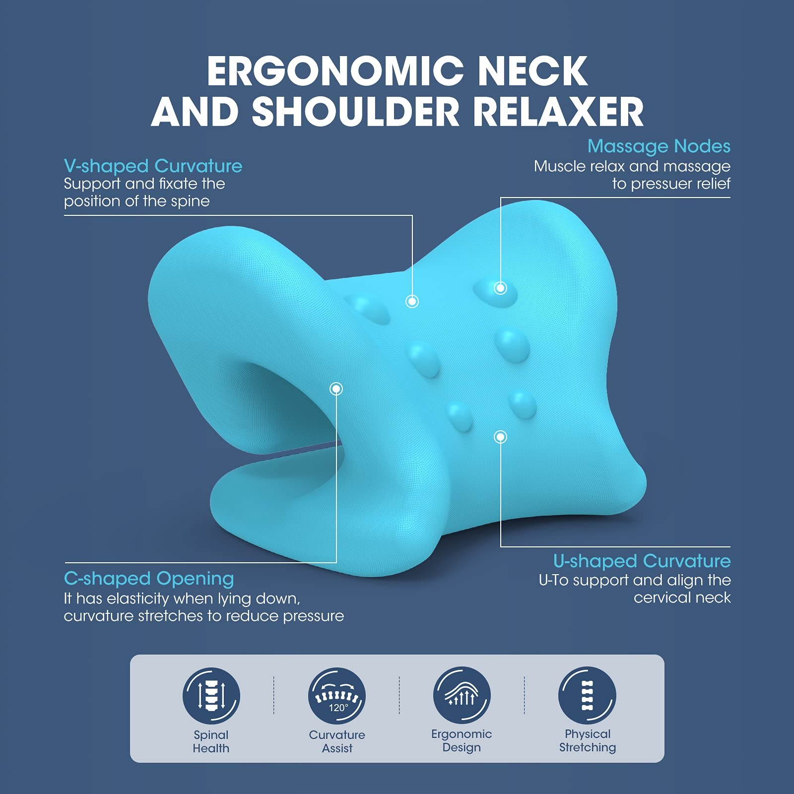 ZAMAT Neck and Shoulder Relaxer w/Magnetic Therapy Pillowcase, Neck Stretcher…