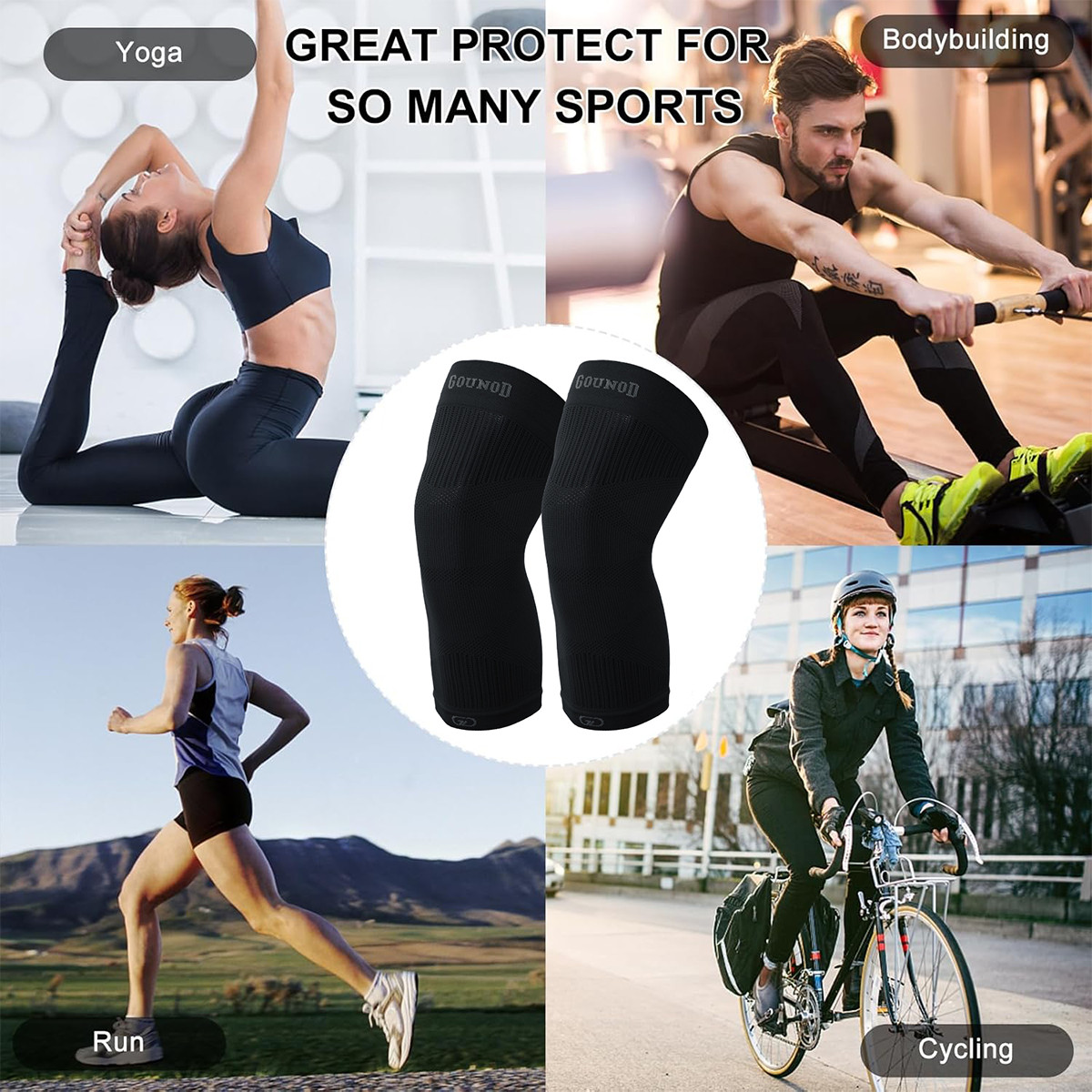2 Knee Brace Sleeve Compression Support Sport Gym Joint Pain Arthritis Relief US