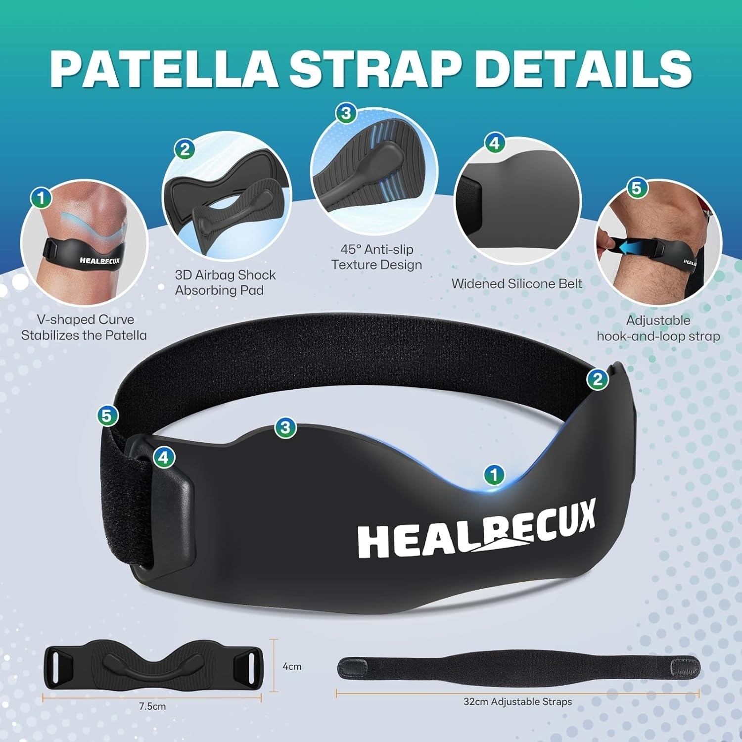 Patella Knee Strap Tendon Support Band for Pain Relief Running Brace Orange