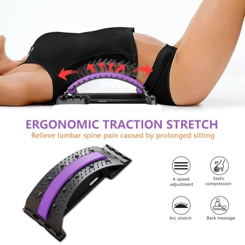 Back Stretcher – 4-Level Adjustable Lumbar Support Board & Back Cracker Purple