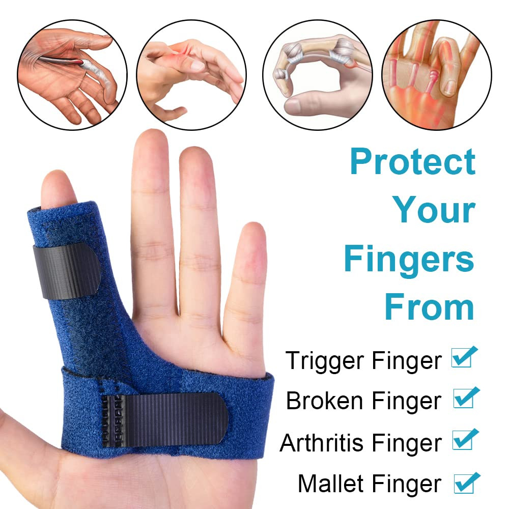 Trigger Finger Splints for Left Hand, Finger Brace with 2 Gel Sleeves for Injur