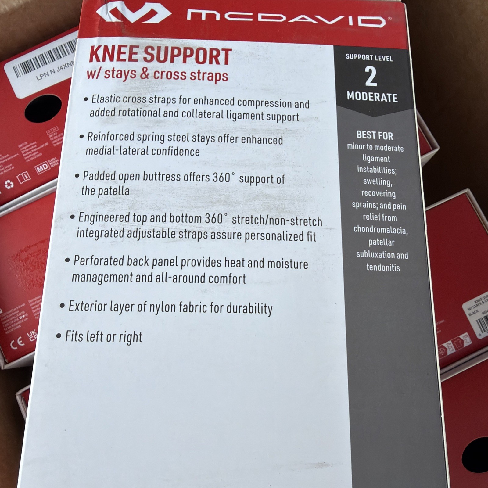 Mcdavid Level 2 Knee support w/ stays & cross straps size XX-large 17.5-19
