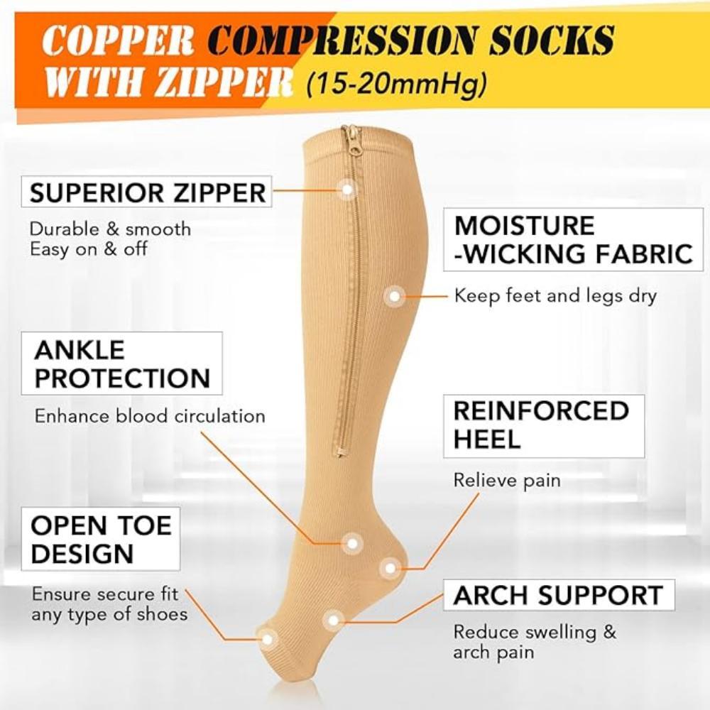 Zipper Varicose Vein Stockings Calf Brace Support Socks Anti Swelling Fatigue