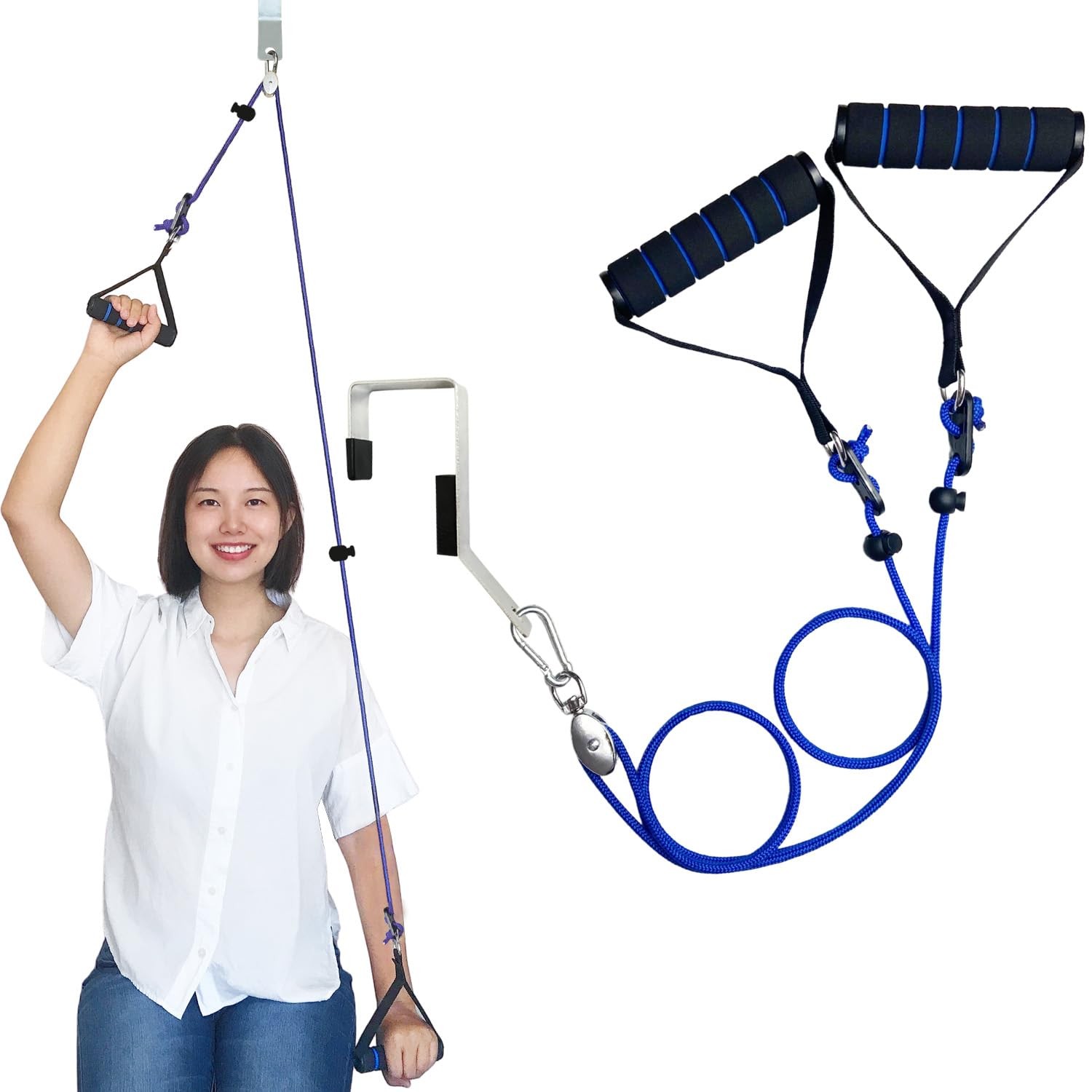 Shoulder Pulley for Physical Therapy, Pulleys Metal Bracket, Blue