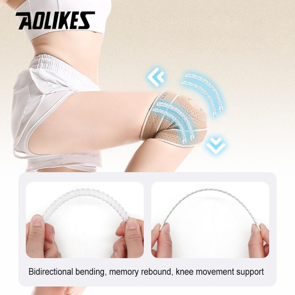 Aolikes 1pcs Breathable Four Spring Knee Support Brace Kneepad Adjustable Patell