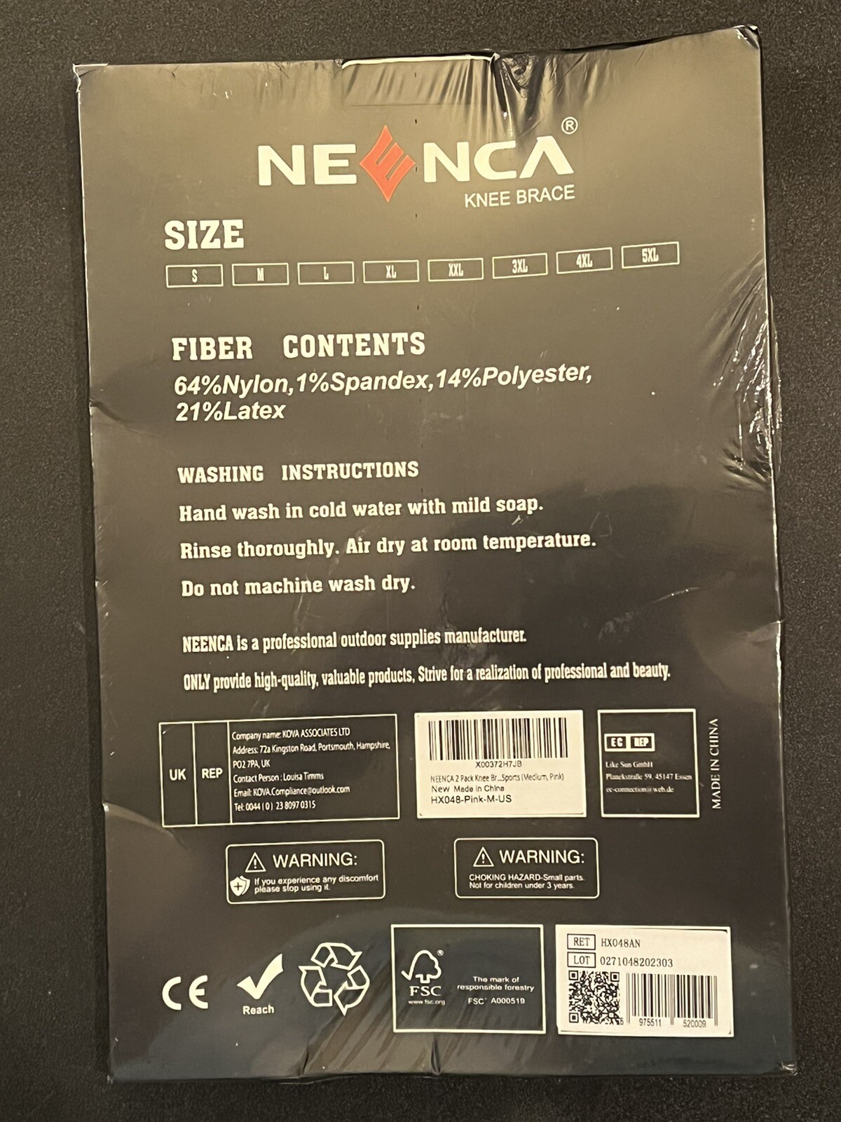 NEENCA 2 Pack Knee Brace Knee Compression Sleeve Support – Sz MED- Pink- NIP