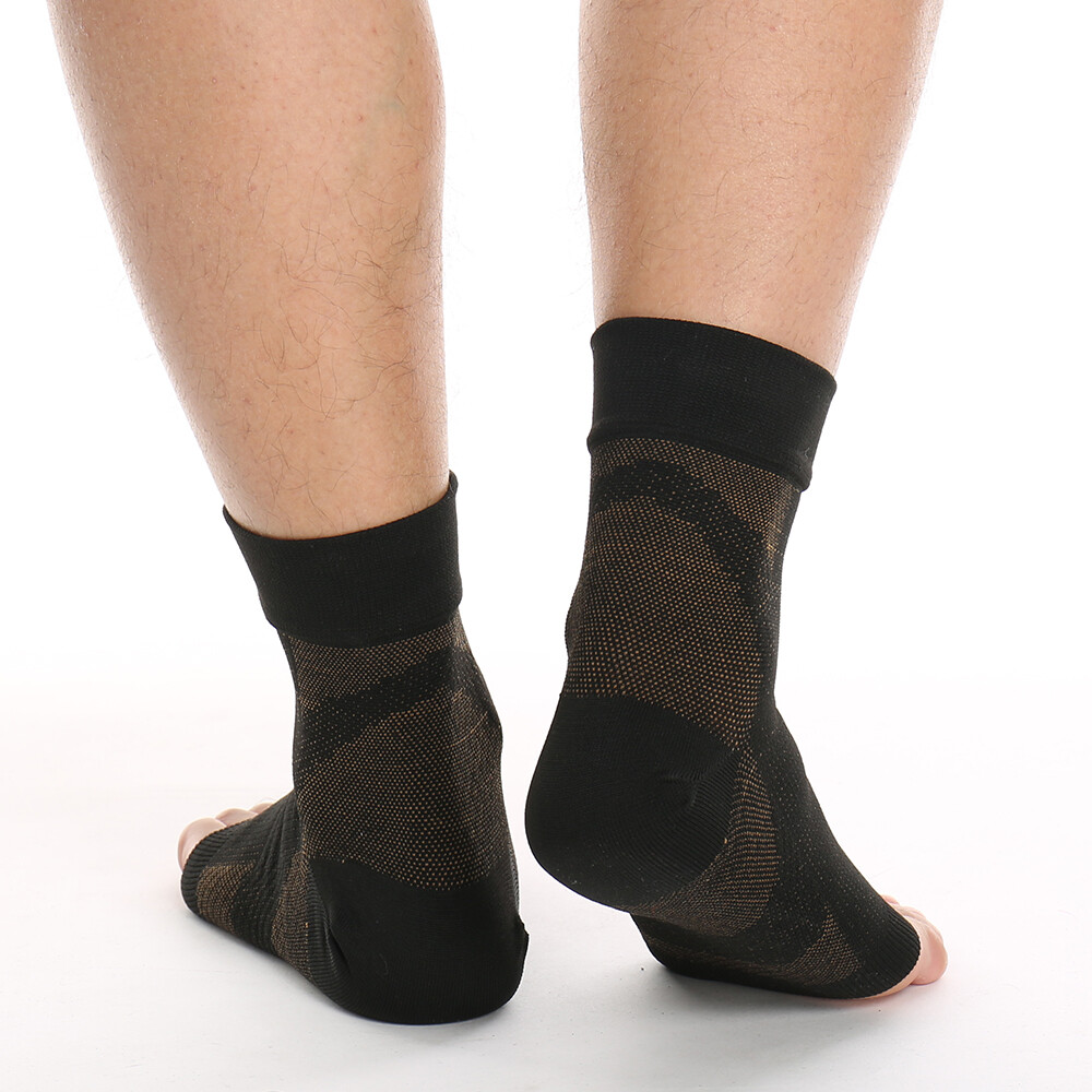 Copper Silver Ankle Support Socks, Compression Sleeve for Foot Soreness Unisex