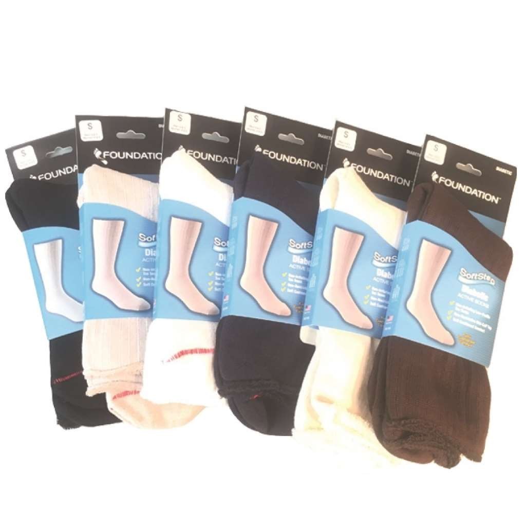 Foundation Diabetic Soft Step Socks White Large