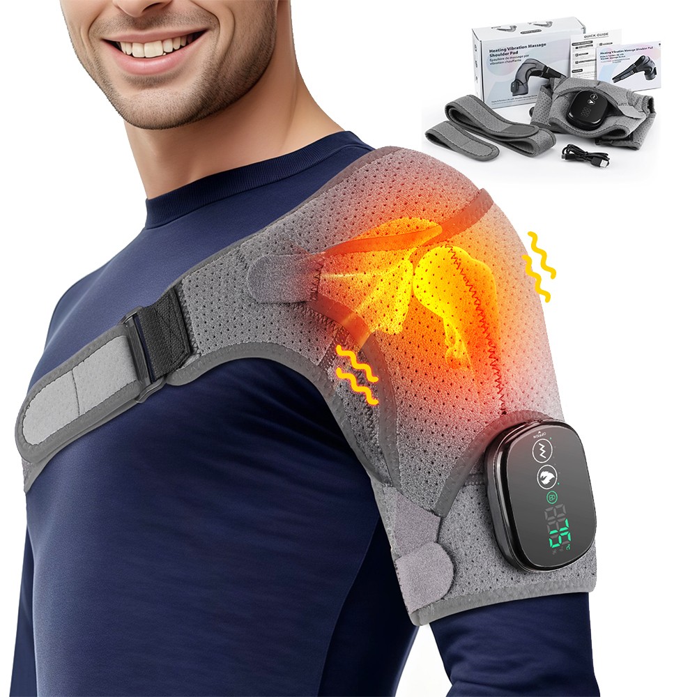 Electric Shoulder Massager Pain Relief with 3 Heating 3 Vibration Modes & Timer